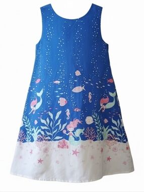 Tommy Bahama Periwinkle Mermaid Under The Sea Lined Dress In Girls Size 7